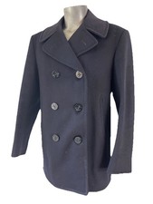Vintage 1962 US Navy Issue Peacoat Mens 38 Regular Dark Navy Kersey Wool picture