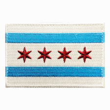 Chicago City Flag Embroidered Hook Fastener Patch[3.0 X 2.0 - CH9] picture