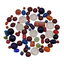 Vintage Czech Glass Beads Venetian Glass Hand Blown Beads 73 Pieces picture