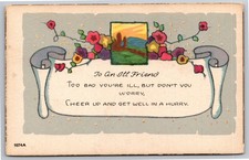 To an Ill Friend Too Bad You're Ill But Don't You Worry Vintage Postcard picture
