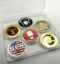 6 PC SET 💀 GEN-X 1965-1980 Skull *BADAS$ Generation Challenge Coins Medals picture
