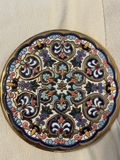 Sevillarte Hand Painted Spanish Ceramic Collector Plate 24K Gold Trim Floral picture