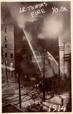 1914 Firefighters Hoses JR Thomas Fire Youngstown Ohio RPPC Photo Postcard COPY picture