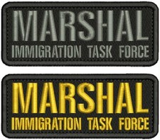 MARSHAL I T F  embroidery patch  5x2'' hook on back GRAY GOLD ON BLACK picture