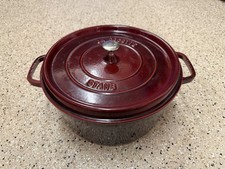 Staub Cast Iron 9 qt Round Cocotte Dutch Oven Made In France Grenadine picture