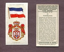 1936 JOHN PLAYER & SONS NATIONAL FLAGS AND ARMS TOBACCO CARD #50 YUGOSLAVIA picture