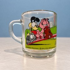 Vintage McDonald’s Garfield Glass Mug, Seesaw Design, 3½
