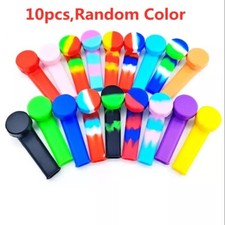 10pcs 3.4'' Mini Silicone Smoking Hand Pipe with Metal Bowl &Cap Lid Pocket Pipe picture