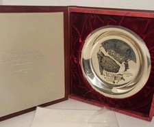 1973 Franklin Mint Norman Rockwell Trimming The Tree Sterling Silver .925 Plate picture