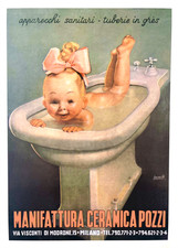 🥳 Vintage 1930s Manifattura Ceramica Pozzi Poster - 24x36” Ad by Boccasile picture