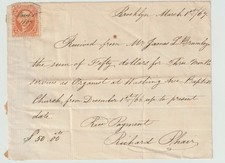 1864 Brooklyn, New York – Original $50 Receipt for Church Organist Services picture