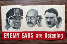 1942 WWII World War Two Poster Home Front Enemy Ears Are Listening picture