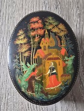 Russian Lacquer Box Snow White Getting Apple Hand Painted 1986 Signed picture