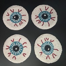 4 Department 56 Halloween Beaded Eyeball Blood Shot Coasters picture