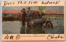1906 Transcontinental Race Old Car Wrecked Nebraska RARE ANTIQUE Postcard 10456 picture