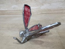 Vintage 1996 Worcester Metals Fairy Figurine Pink Stained Glass Wings S picture