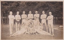 Vintage RPPC - Mature sports team - Unusual briefs/thongs - Gay interest picture
