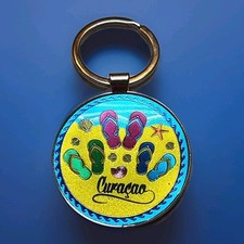 Vintage Curaçao Travel Souvenir Keychain Metal Unisex Collectible picture