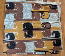Vtg 5th Avenue Designs Yellow Brown Abstract Cotton Linen Print Fabric 96