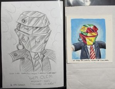 Topps Garbage Pail Kids REUBEN CUBE Final Art & Rough Sketch Alternate Artwork picture