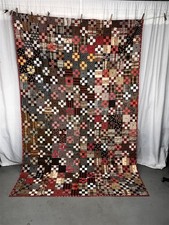 antique quilt 60x92 cotton mixed postage stamp 9 patch top 19thc  picture