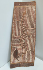 Terrific Old Australian Aboriginal Bark Painting Snake Ochre unknown artist -AF picture