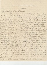 American Car & Foundry DETRIOT LOVE LETTER ca 1910s-20s 4 Pages Romance picture