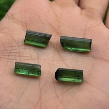 Natural Chrome Green Tourmaline Rough Lot, 18 Ct Pencil Crystals, 4 Pcs picture