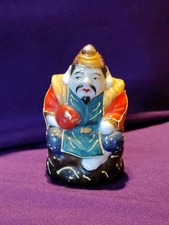 Japanese Kutani-Style Ebisu God of Good Fortune — Miniature Porcelain Figurine picture