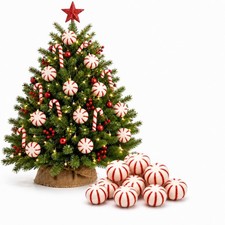 15PCS Red White Peppermint Felt Balls Christmas Decor Vase Filler picture