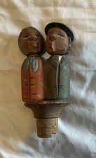 Vintage folk art hand carved wine corks. Pair. Two picture