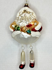Vintage Dillard’s Trimmings Blown Glass Santa Christmas Ornament Dangle Legs picture