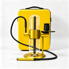 360° Rotating Gravity Hookah Glass Bong Water Pipe Yellow with Protector Case picture