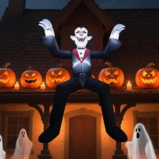 10Ft Giant Sitting Vampire Halloween Inflatable with Built-In LED Lights - Outdo picture
