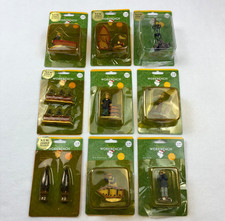 9 VTG Christmas Village Miniatures Santas Workbench  Figures Trees Boat Seagulls picture