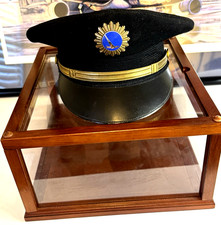 VTG. Eastern Airlines Pilot Uniform Hat w Enamel Badge in a Display Case 1960'S picture