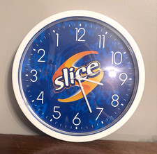Vintage 1980s Slice Soda Wall Clock Plastic Blue Face Quartz Pepsi Co picture