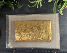 VTG 1976 MMA King Tut 24k Gold Plated Plaque Golden Shrine Shadow Box 14x9 MINT picture