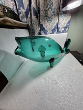 Blenko 971L Whale Fish in Blue Crackle Glass w/FLAWS picture