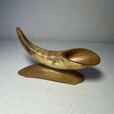 Vintage Authentic Steer Horn Carved Ashtray picture