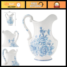 2-Quart Blue Stoneware Pitcher - Perfect for Serving Beverages & Home Decor picture