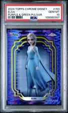 Topps 2024 Topps Chrome Disney Elsa #153 Purple & Green Pulsar /150 PSA 10 picture