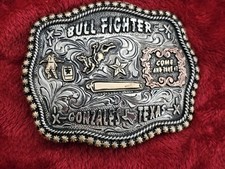 Bullfighting Champion ☆X~TREME☆RODEO TROPHY BUCKLE☆Gonzales Texas☆Rare☆573 picture