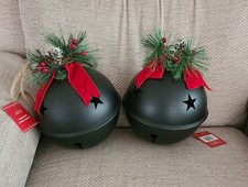 JUMBO BLACK RED GREEN CHRISTMAS BELL LOT OF 2 BY ASHLAND BRAND NEW picture