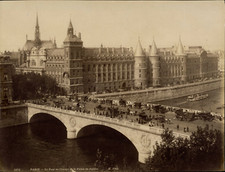 France, Paris, Pont au Change and Palais de Justice Vintage Albumen Print Tirag picture