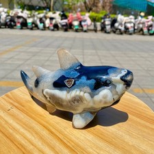 1.56LB Natural Agate Hand Carved Shark Figurine, Ocean Power Crystal Statue picture