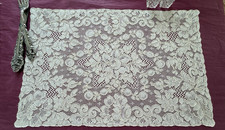 Vintage Placemat Set 6 French Ecru Alencon Lace 12'' x 18