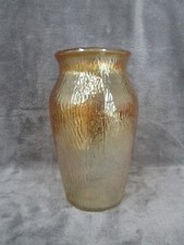 Jeannette Vase Marigold Carnival Glass Tree Bark Design 7
