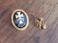 Vintage 10K Yellow Gold & Onyx CATHOLIC DAUGHTERS OF AMERICA Pin/ Crossed Gavels picture
