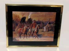Vintage Native Indian Brave Child Horse Iridescent Foil Art 8